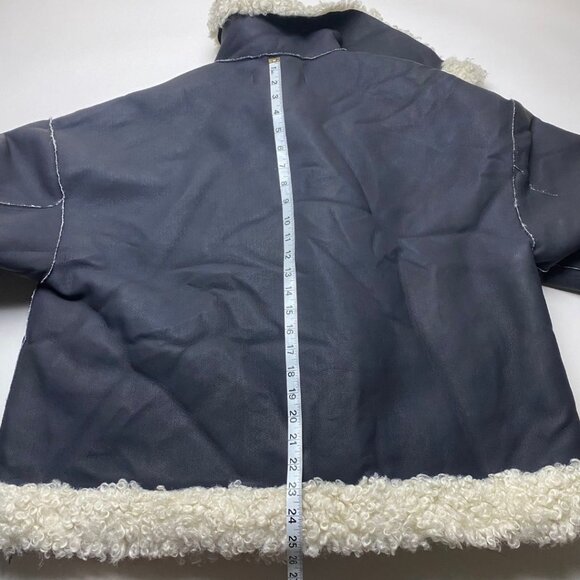 FREE PEOPLE Kiki Faux Leather Jacket with High Pile Fleece Trim Size L - Picture 9 of 10
